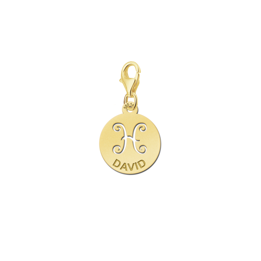 Gold Zodiac Charm, Pisces