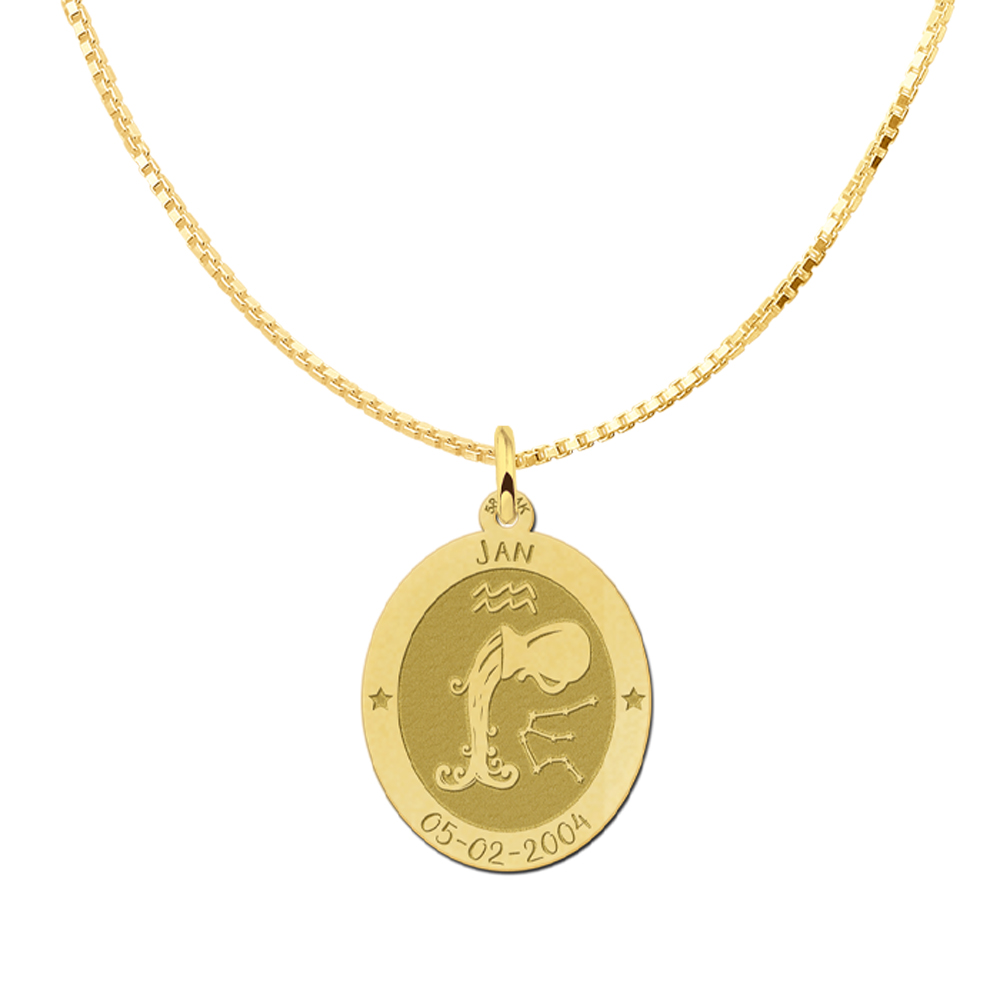 Golden oval zodiac pendant Taurus