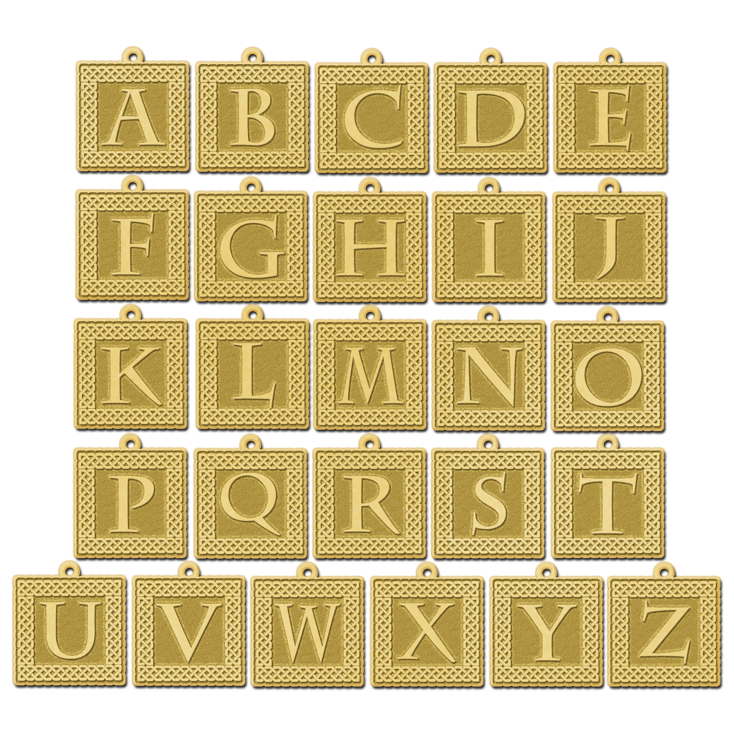 Golden square initial necklace