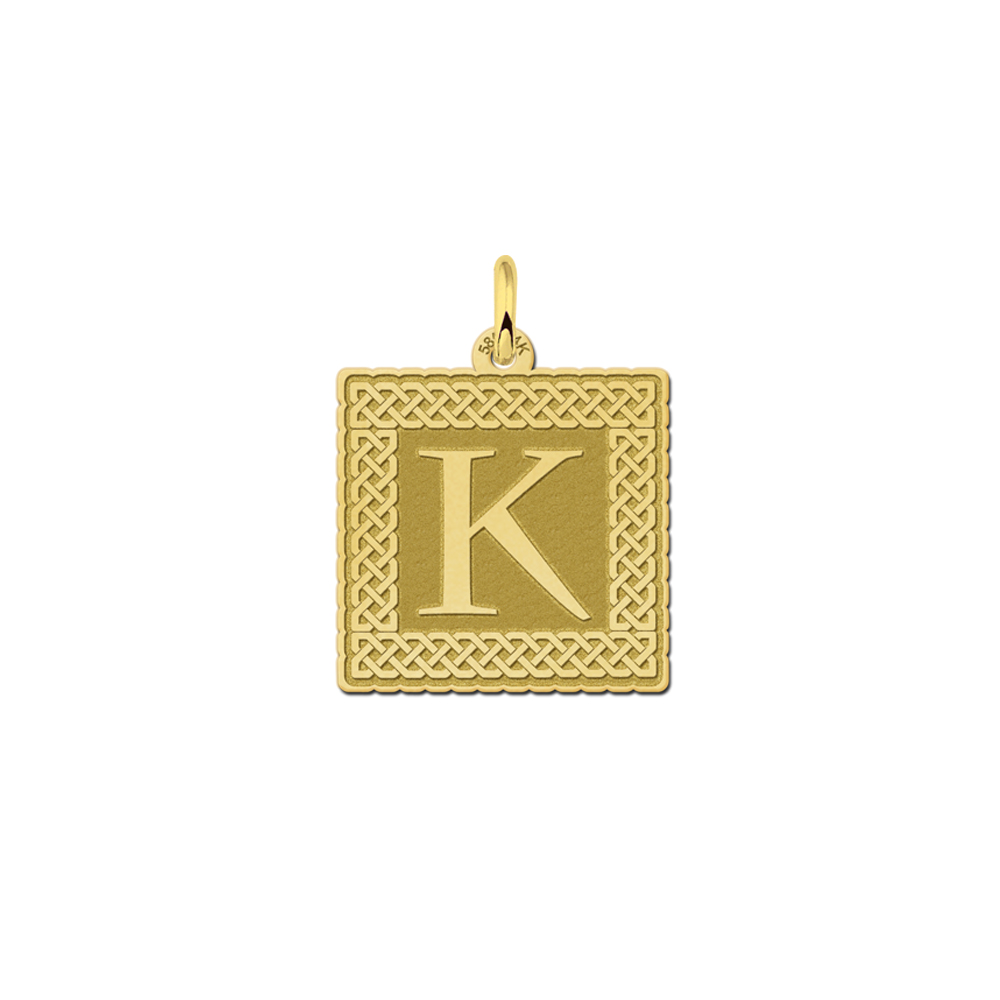 Golden square initial necklace