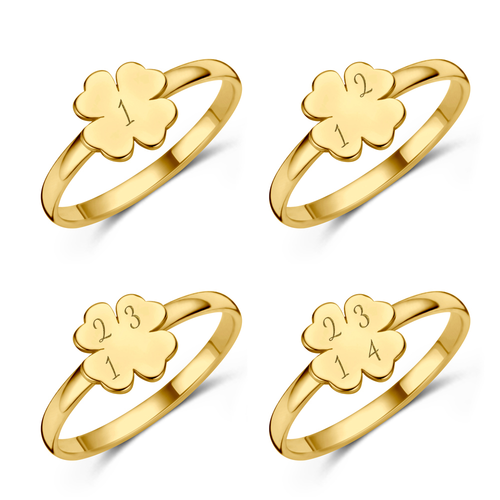Gold Clover Ring with Initials