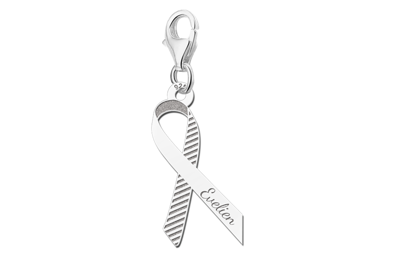 Charm for Pink Ribbon with stripes