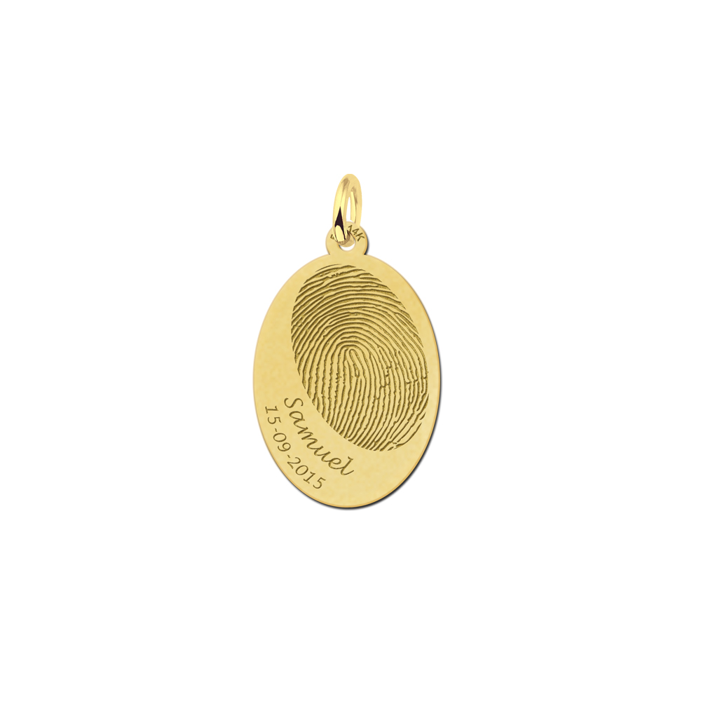 Golden fingerprint jewelry with name and date