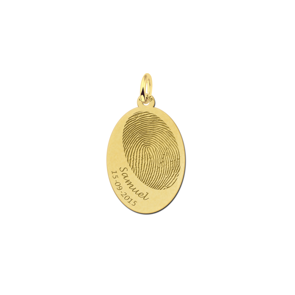 Golden fingerprint jewelry with name and date