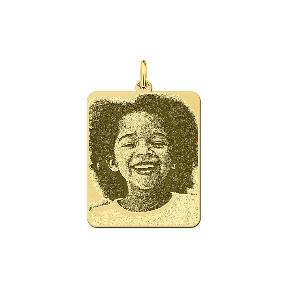 Gold photo pendant necklace dog tag