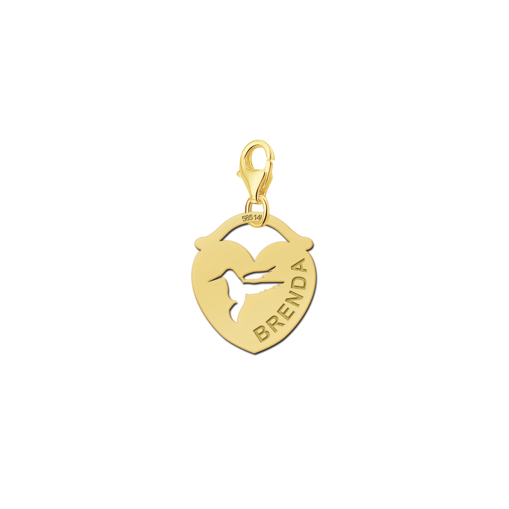 Gold Animal Charm, Heart Bird