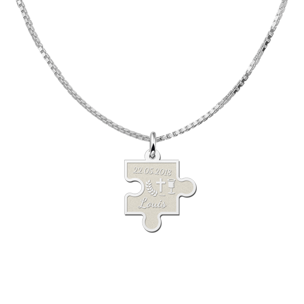 Silver communion pendant puzzle piece