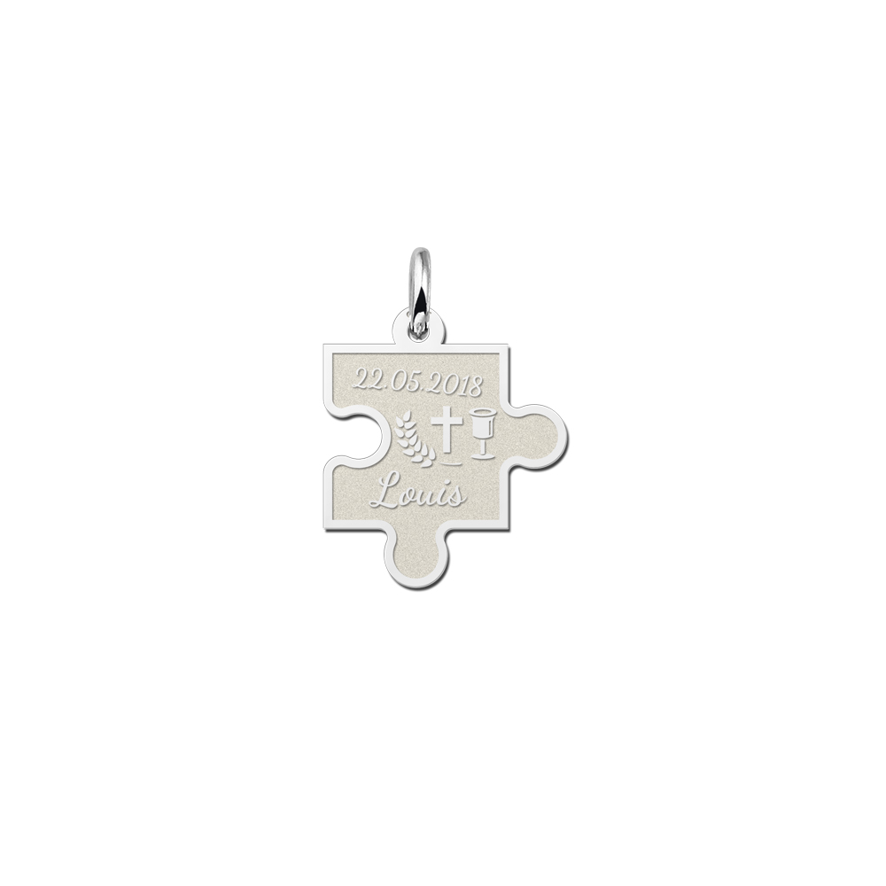 Silver communion pendant puzzle piece