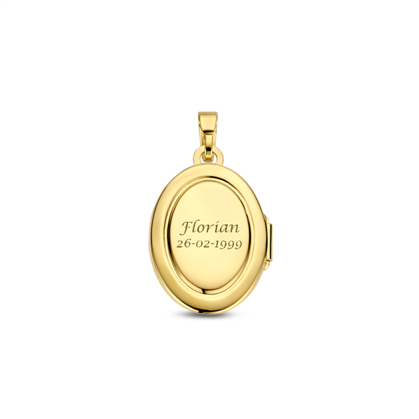 Gold oval medallion with engraving