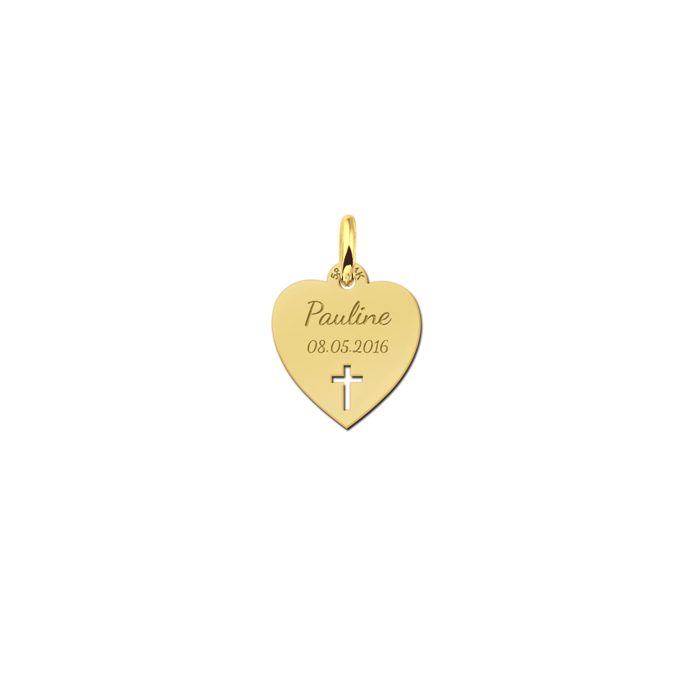 Golden Communion gift heart with cross