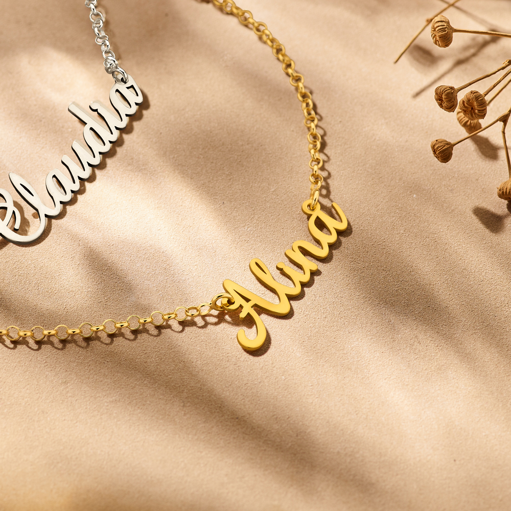 Necklace with name gold-plated model Alina