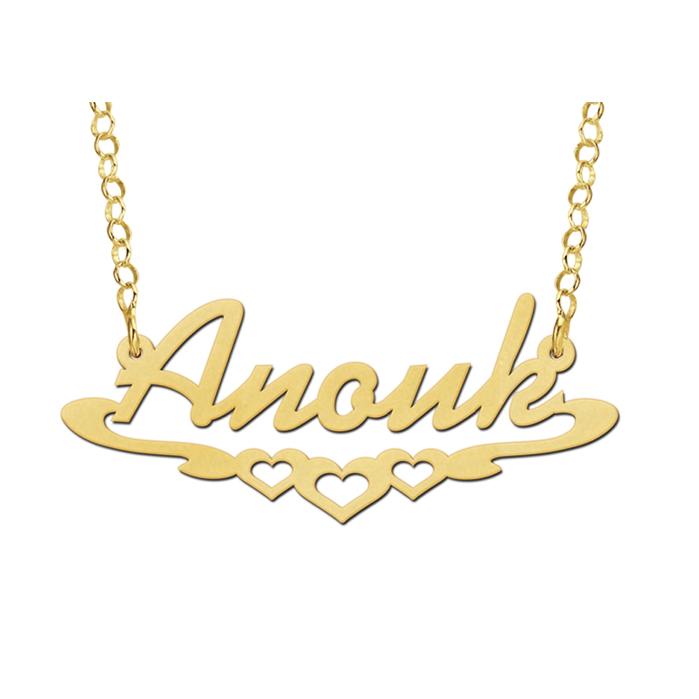 Gold name necklace, model Anouk