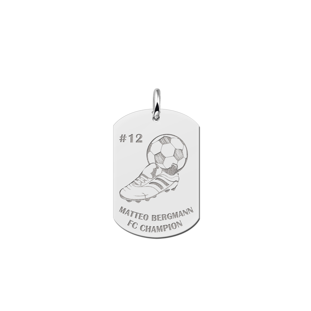 Silver soccer dogtag pendant