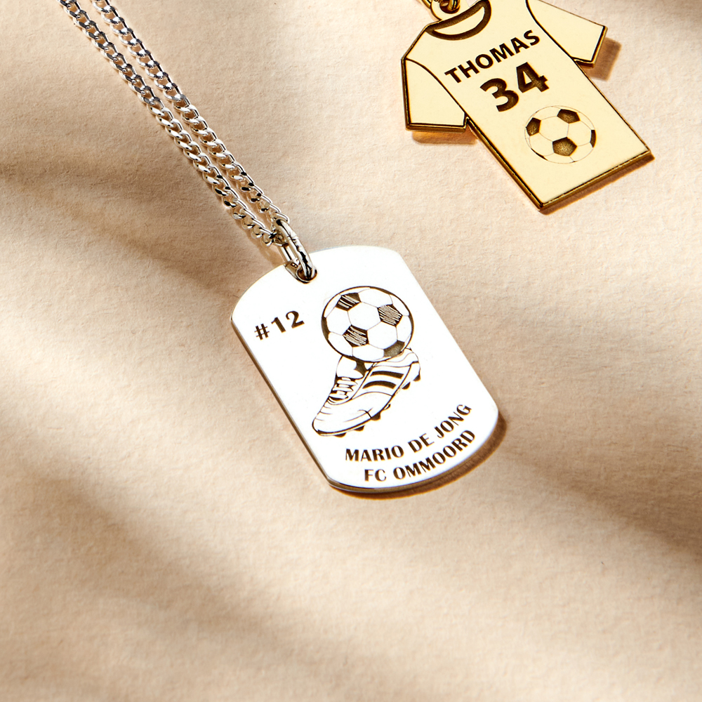 Silver soccer dogtag pendant