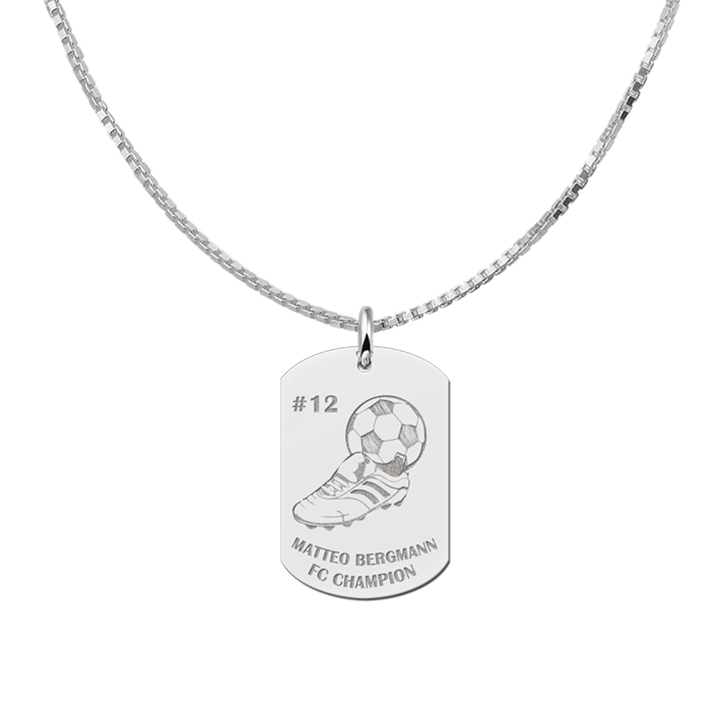 Silver soccer dogtag pendant