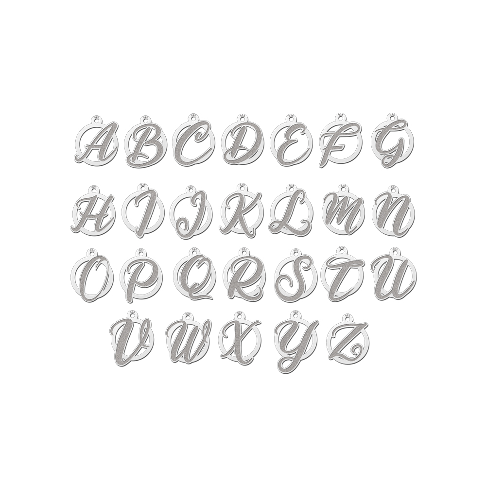 Curved letter pendant of silver