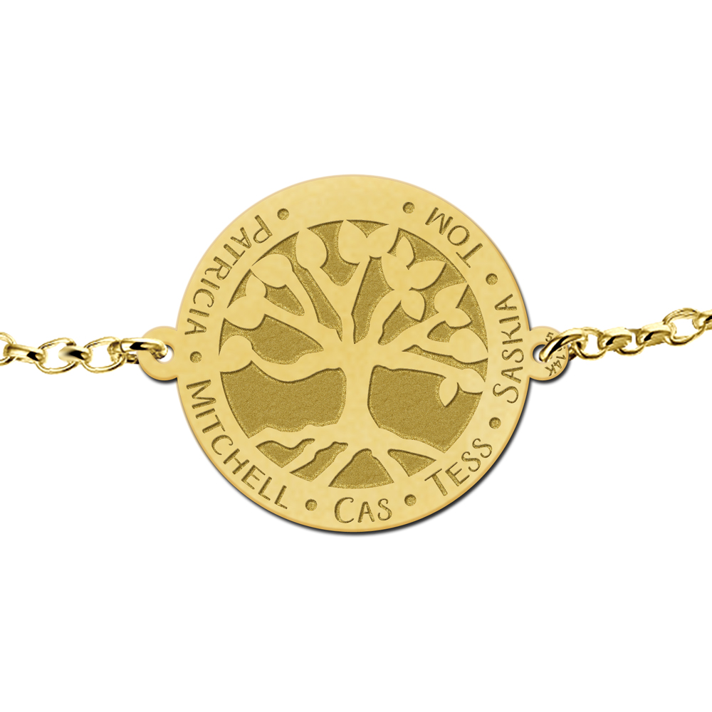 Golden bracelet with engraved tree of life