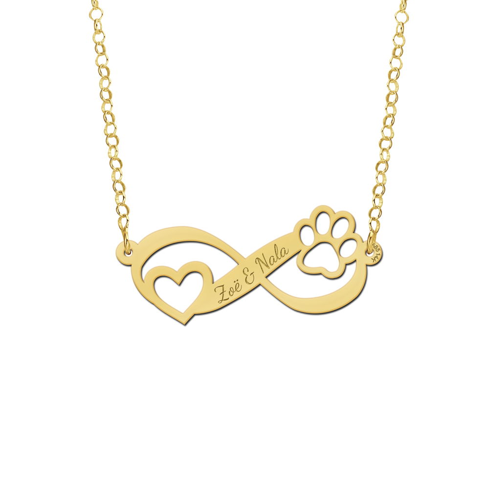 Gold pets necklace with engraving