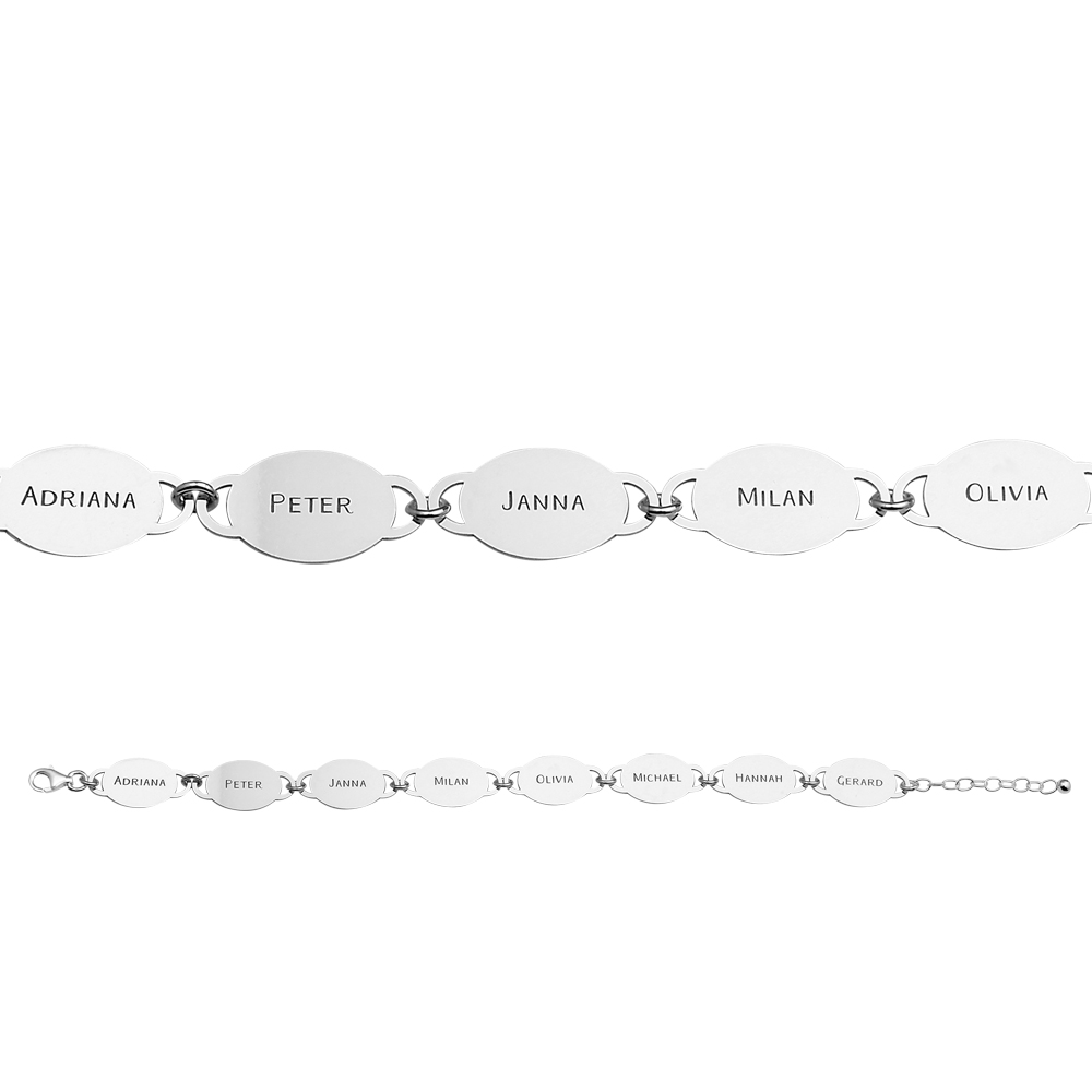 Silver bracelet with 8 names