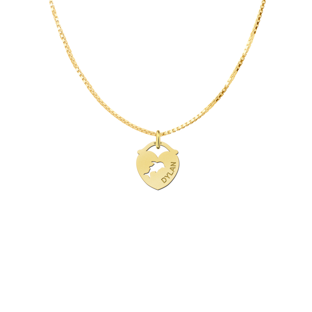 Golden Dolphin Pendant with Name