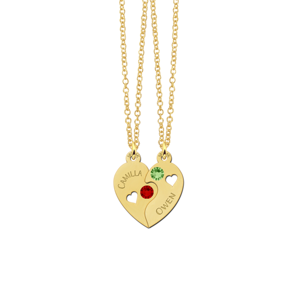 Gold best friend necklace with birthstone