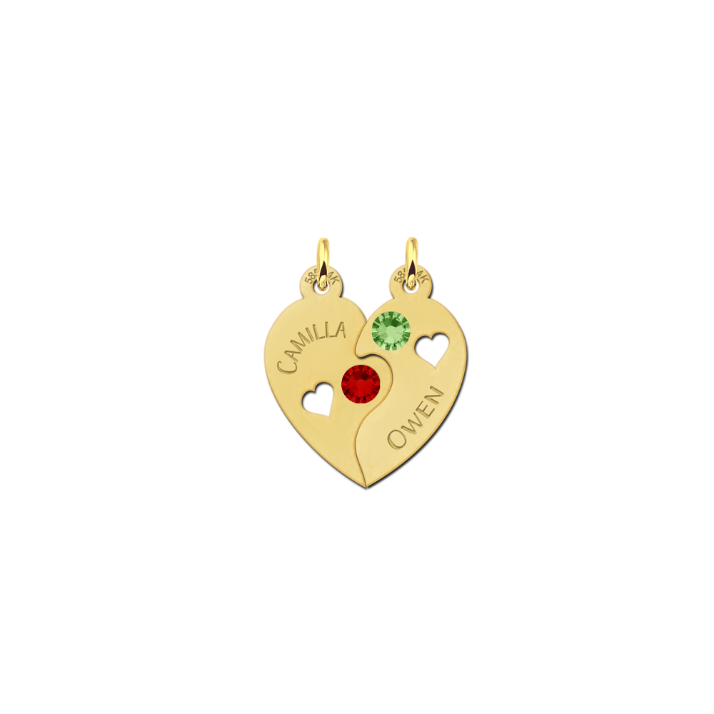 Gold best friend necklace with birthstone