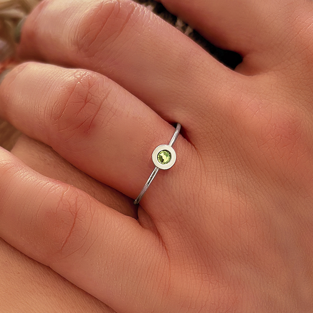 Silver ring with birthstone