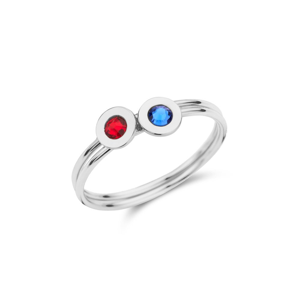 Silver ring with birthstone