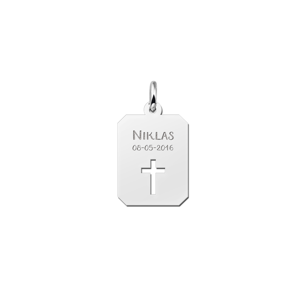 Silver communion dogtag with cross