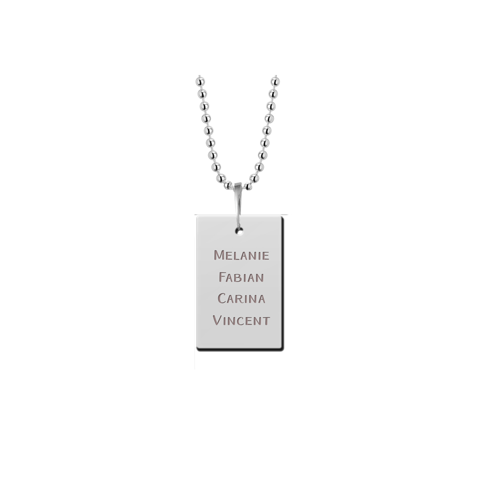 Dogtag pendant in steel with names
