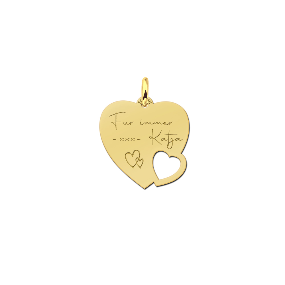Gold Engravable Heart Pendant with Text