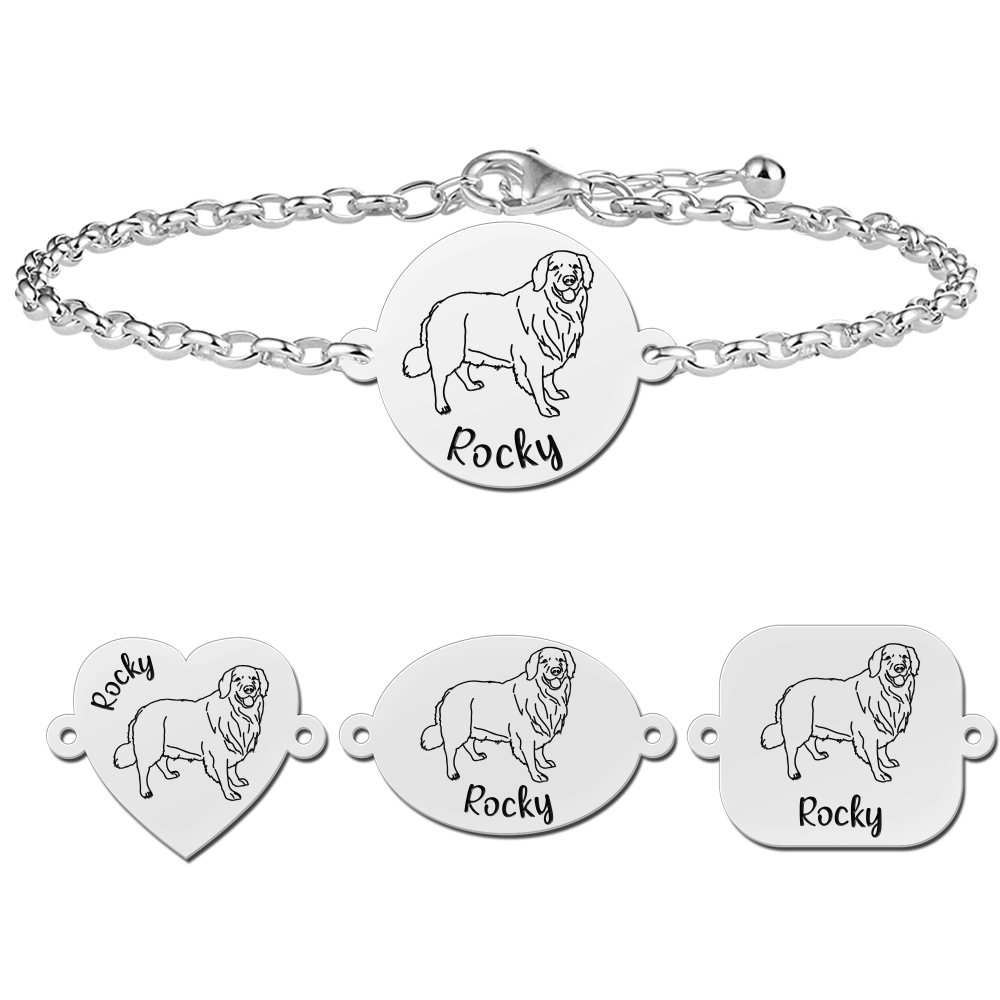 Silver bracelet with dog Golden Retriever