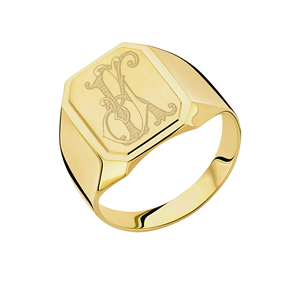 Signet ring monogram in gold