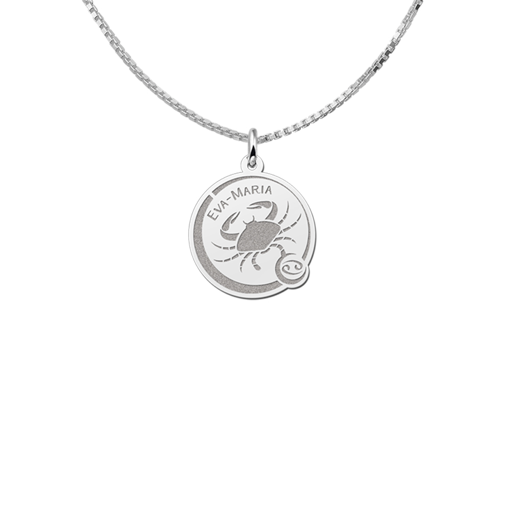 Personalised Zodiac pendant with engraving cancer in silver