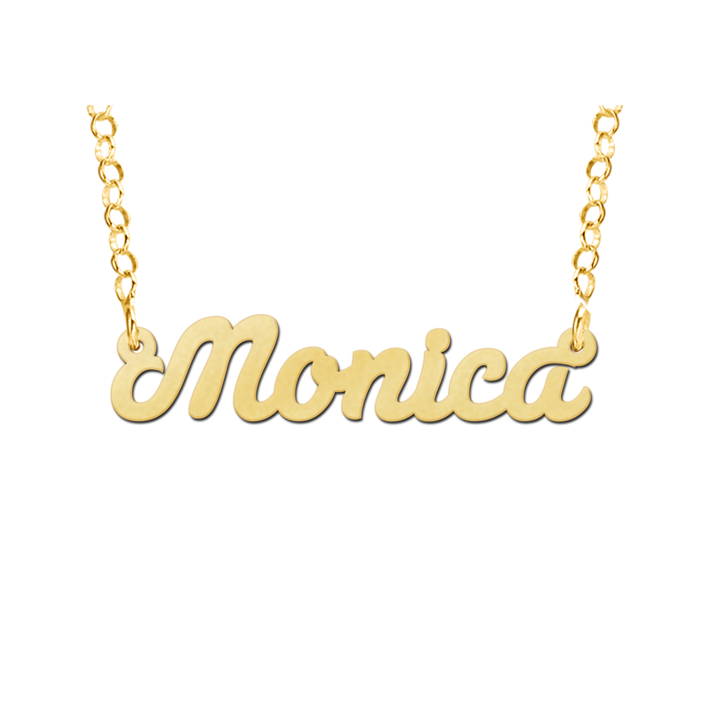 Gold name necklace model Monica