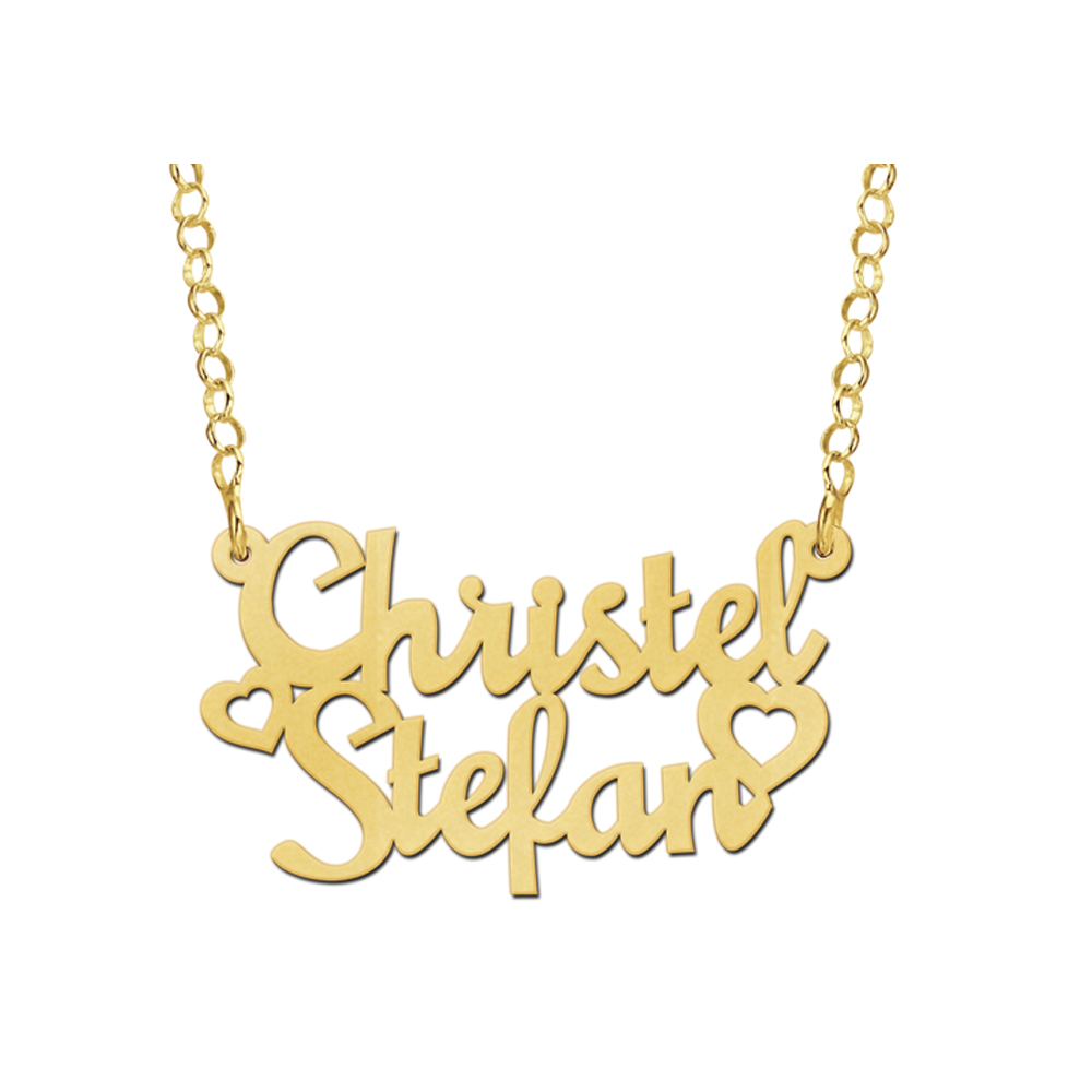 Gold name necklace, model Christel-Stefan