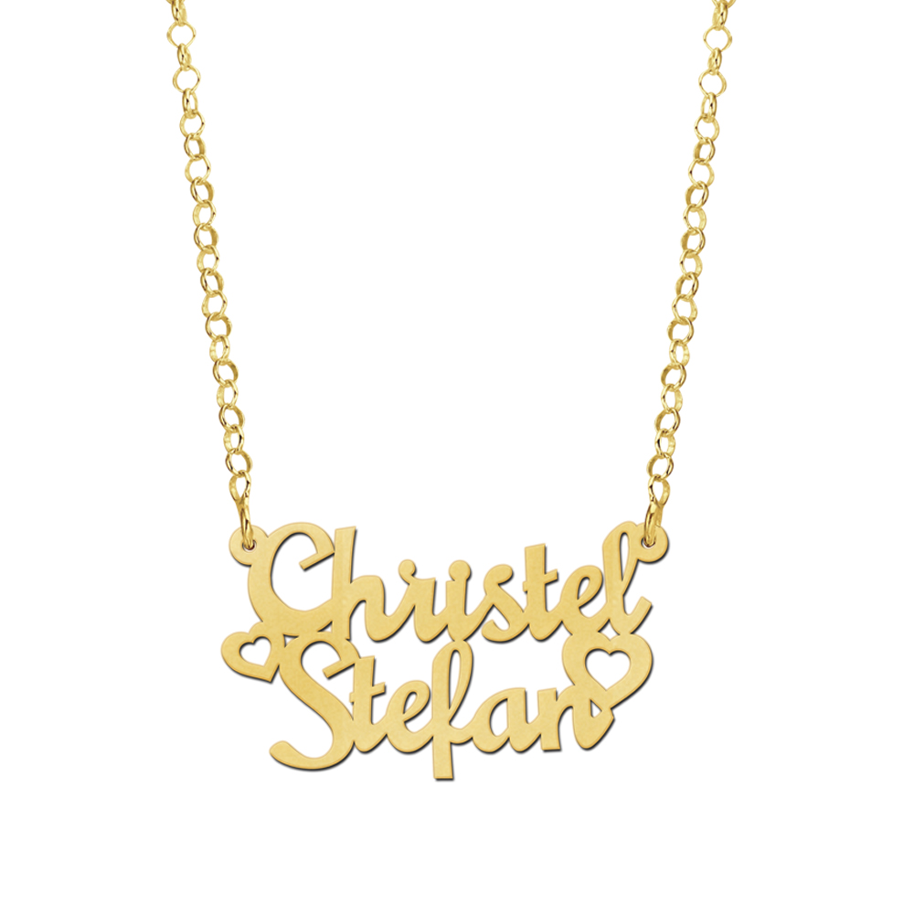 Gold name necklace, model Christel-Stefan