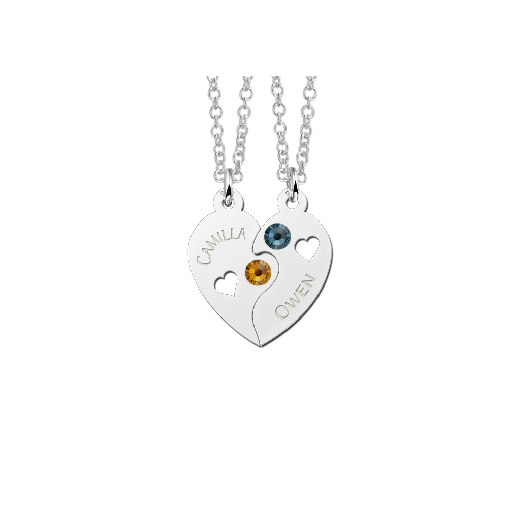 Silver friendship necklace heart with name