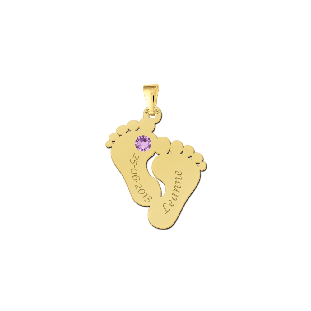 Birth stone in golden pendant