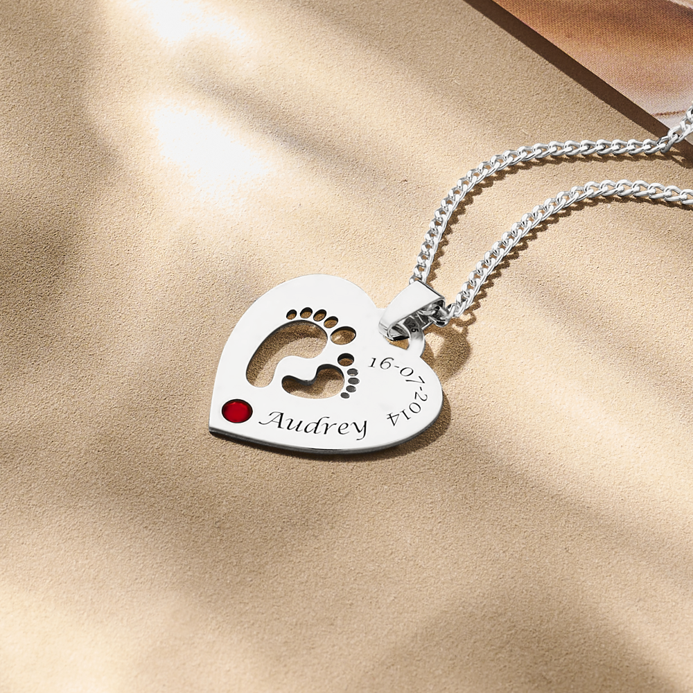Birth stone in silver heart