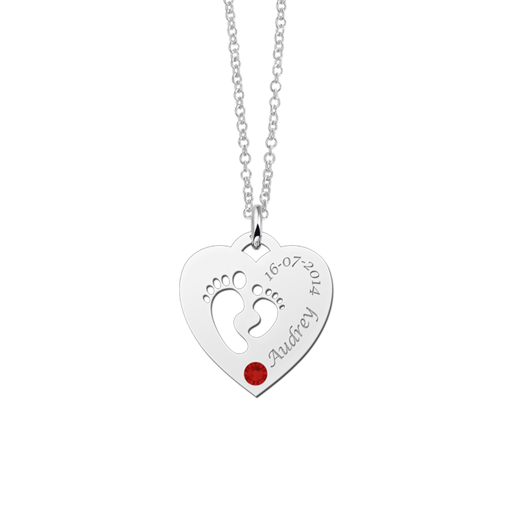 Birth stone in silver heart
