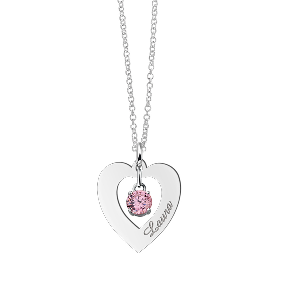 Silver Heart Pendant with Zirconia