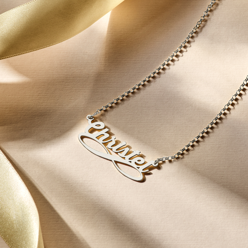Silver Name Necklace Model Infinity