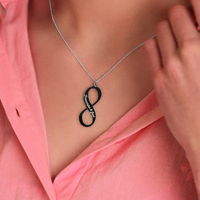 Silver Infinity Pendant with Name