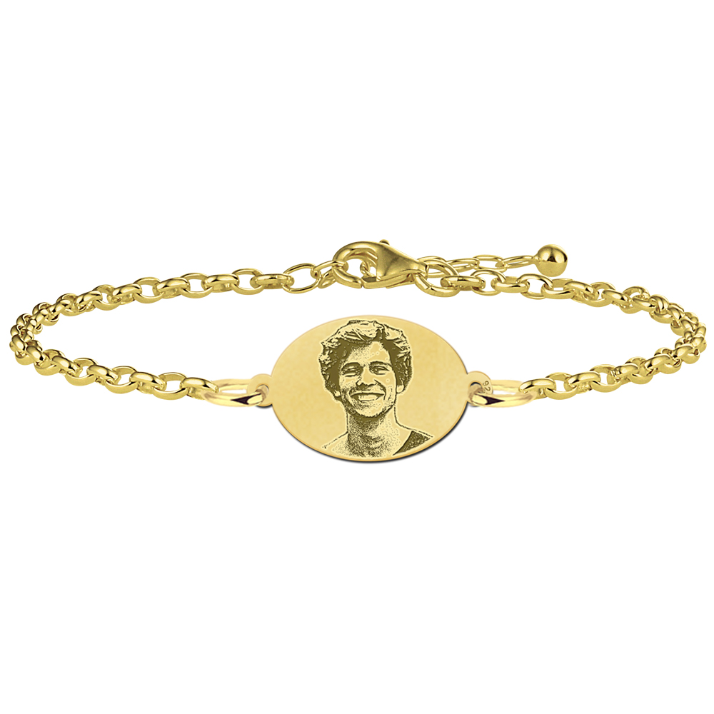 Gold Plated Oval Photo Bracelet