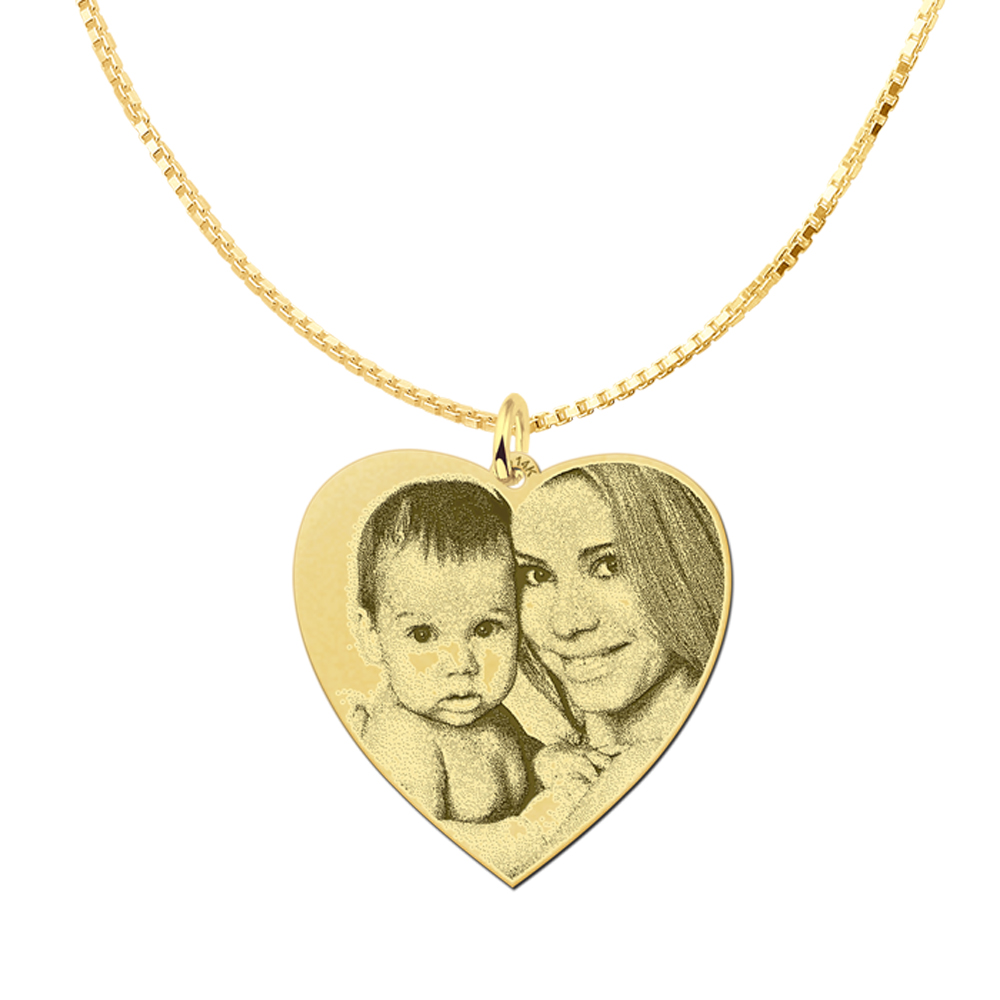 Gold photo engraving with heart