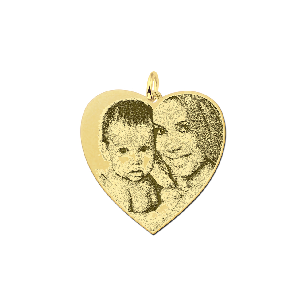 Gold photo engraving with heart