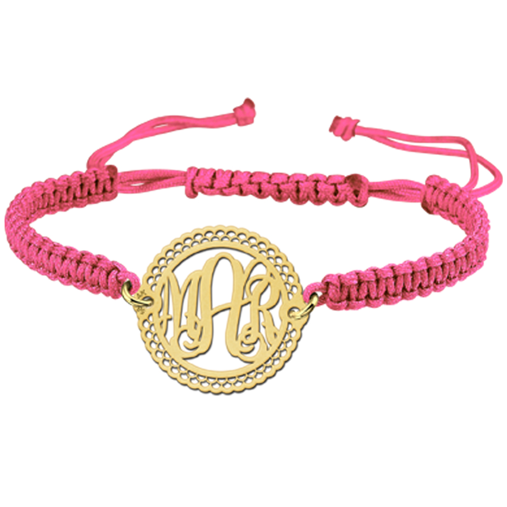 Gold Monogram Bracelet With Border