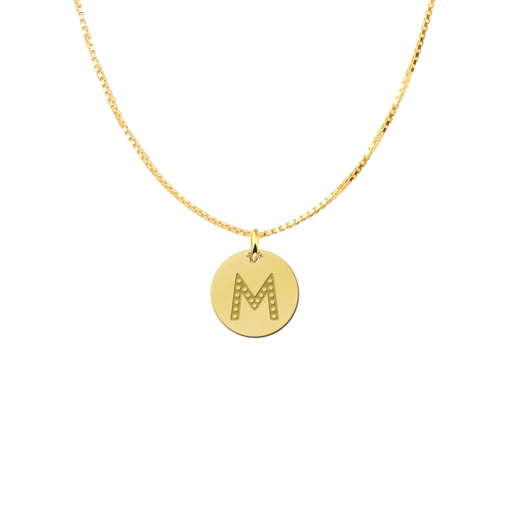 Round golden initial pendant dots