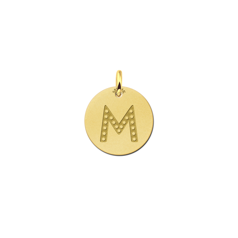 Round golden initial pendant dots